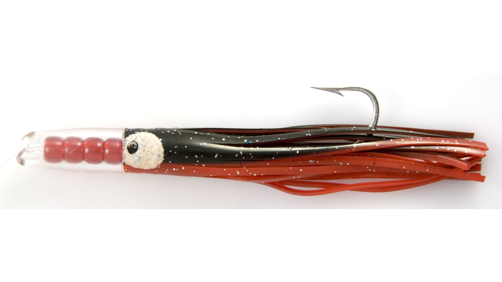 C&amp;H Lures Rattle Jet Trolling Lure Rigged &amp; Ready, 100LB Mono, 6 ft, 7/0 Hook, Black/Red Skirt, CH-RJ-19