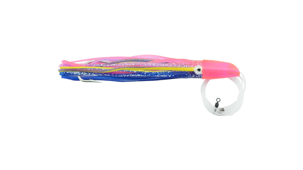 C&amp;H Lures Rattle Jet XL Trolling Lure Rigged &amp; Ready, 130LB Mono, 6 ft, 8/0 Hook, Pink/Blue Skirt, CH-RJX-03