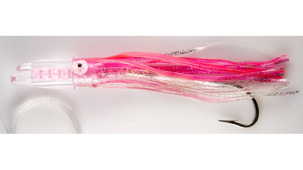 C&amp;H Lures Rattle Jet XL Trolling Lure Rigged &amp; Ready, 130LB Mono, 6 ft, 8/0 Hook, Pink/Silver/Purple Skirt, CH-RJX-04