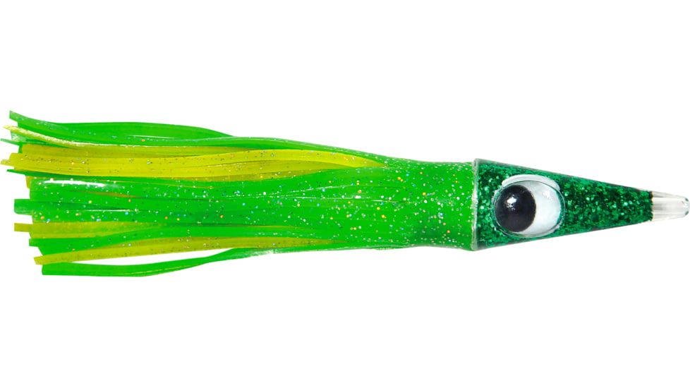 C&amp;H Lures Tuna Tango Trolling Lure, Rigged &amp; Ready, 100LB Mono, 6 ft, 7/0 Hook, Green/Yellow Skirt, CH-RRTT04