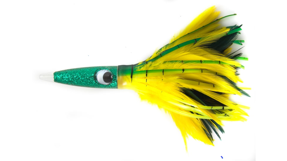 C&amp;H Lures Wahoo Whacker Feather Trolling Lure, 10in, Dolphin Feather Skirt, CH-WF05