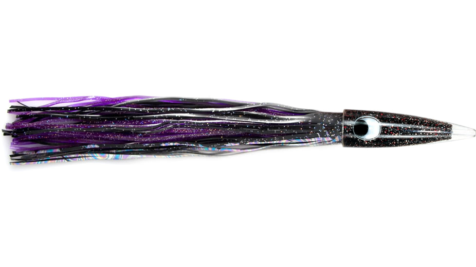 C&amp;H Lures Wahoo Whacker Trolling Lure, 11.5in, 6oz, Black-Foil/Purple Skirt, CH-WW18