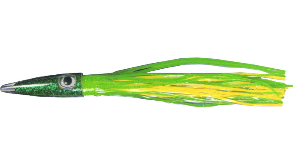C&amp;H Lures Wahoo Whacker Trolling Lure, 11.5in, 6oz, Rainbow/Chartreuse/Green Skirt, CH-WW29