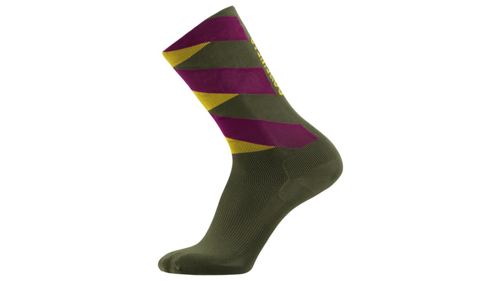 GOREWEAR Essential Signal Socks in Utility Green/Process Purple 8-9.5 Form fit 71505FA5, 100983-BHBQ-L