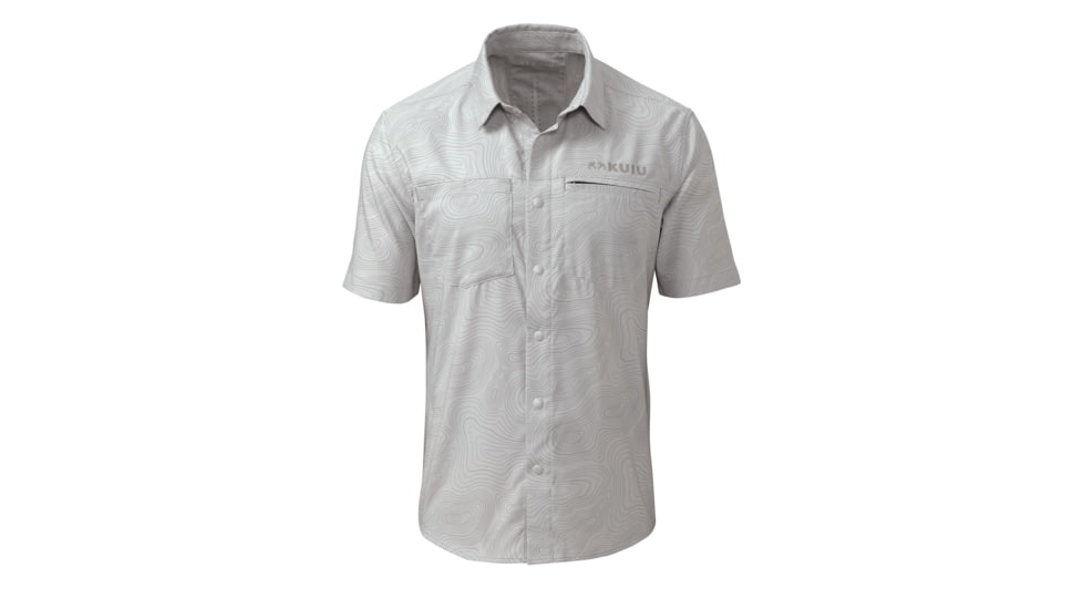 Kuiu Mesa Vented Short Sleeves Snap Shirt - Men's, Fog Topo Print, 3XL, Polyester, Adult, Male, 7423762792606