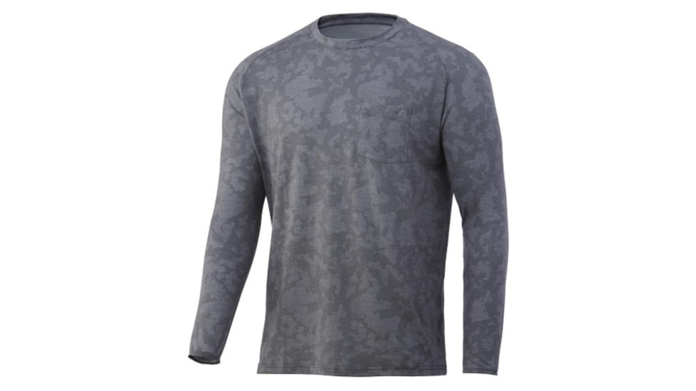 HUK Performance Fishing Huk Waypoint Running Lakes Long Sleeve Shirt Overcast Grey L 8B7C7E49, ATH1200444013S