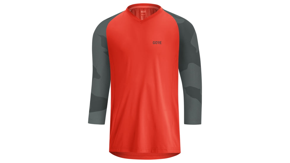 GOREWEAR Mens C5 Trail 3/4 Cycling Jersey in Fireball/Urban Gray Large Regular fit Moisture Wicking 1F67A741, 100604-AYBB-XL