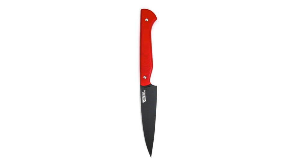 Montana Knife Company Cutbank Paring Knife Fixed Blade Knives, 4.125 inch, Magnacut Stainless Steel, Fixed Blade, G10 Handle, Red, 8.5 inch, MKC-000836
