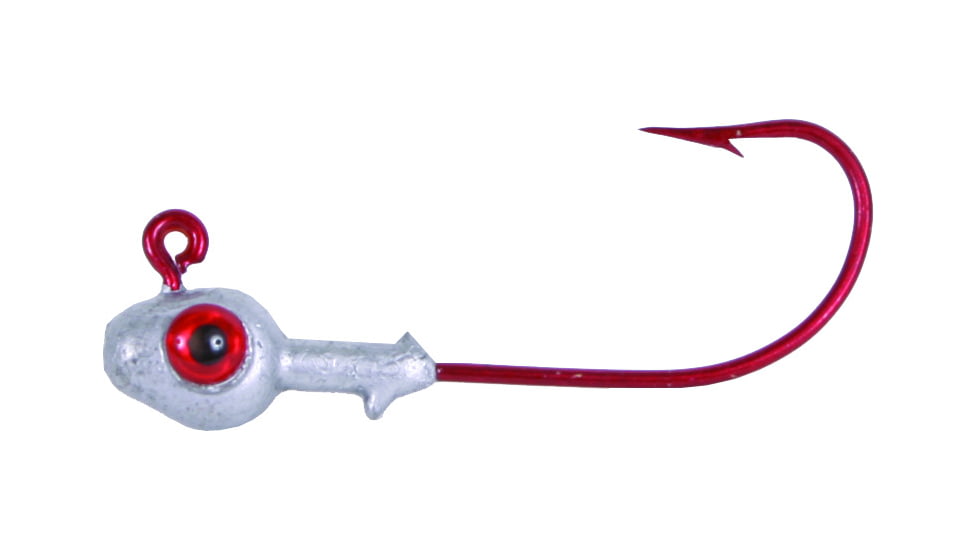 Calcutta 3-D Eye Grub Head, 1/8 oz, Clear/Red Hook 10/Pack, CUJG18-10-C