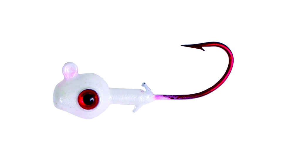 Calcutta 3-D Eye Grub Head, 3/8 oz, White Glow/Red Hook 7/Pack, CUJG38-7-1G