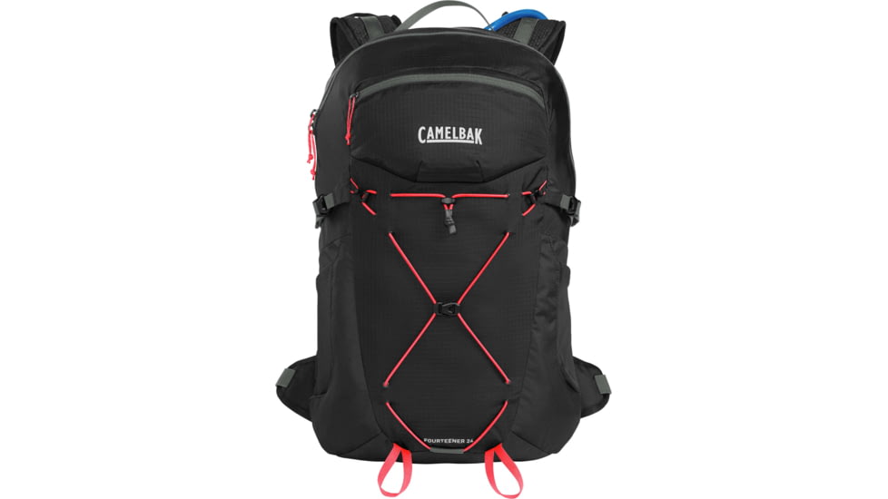 CamelBak Fourteener 24 Hydration Pack, Black/Fiery Coral, One Size, 2865001000