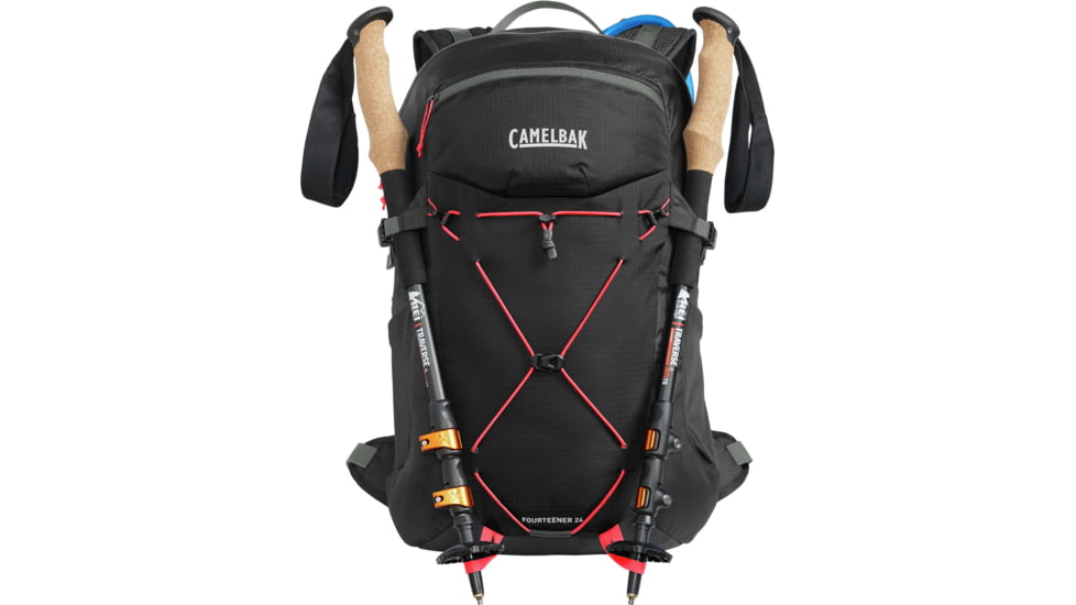 CamelBak Fourteener 24 Hydration Pack, Black/Fiery Coral, One Size, 2865001000
