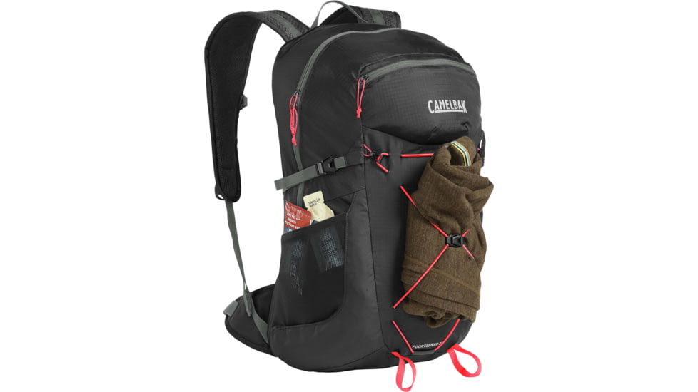 CamelBak Fourteener 24 Hydration Pack, Black/Fiery Coral, One Size, 2865001000