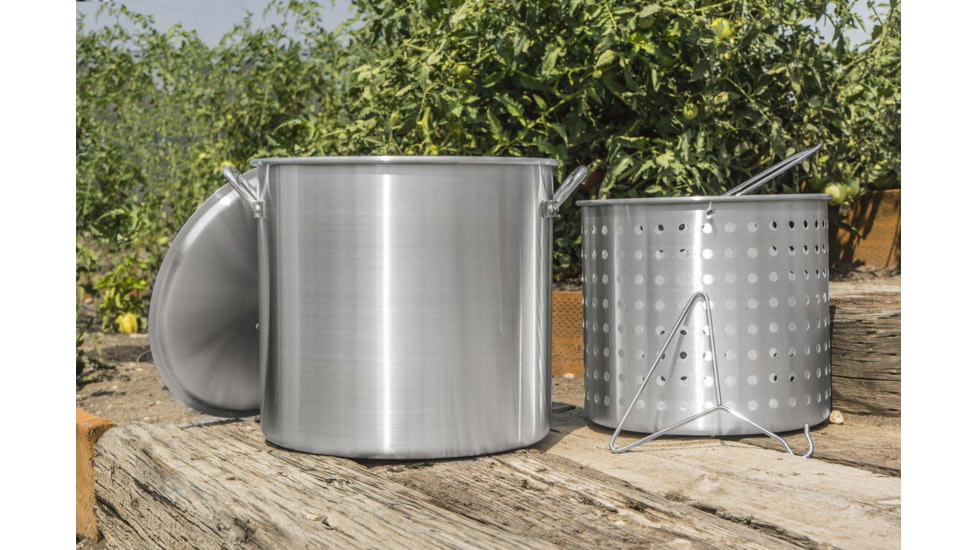 Camp Chef 42 Quart Aluminum Fry Pot &amp; Basket, Silver, DP42