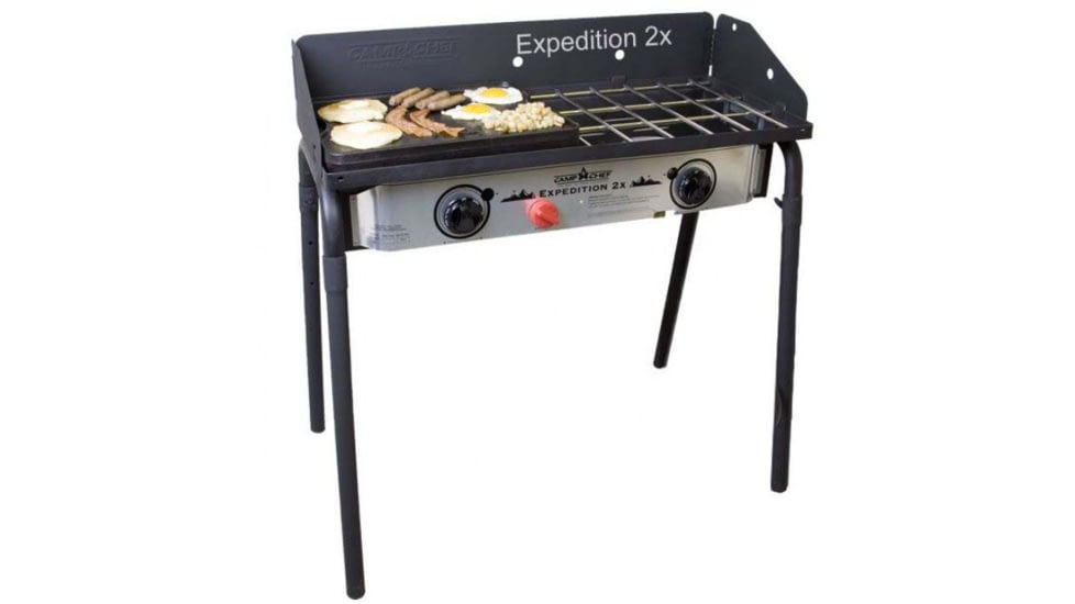 Camp Chef Expedition 2X Stove, 2 x 30000 BTU/hr Burners, Stainless/Black, YK60LWC12