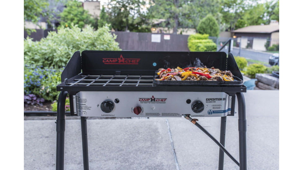 Camp Chef Expedition 2X Stove, 2 x 30000 BTU/hr Burners, Stainless/Black, YK60LWC12