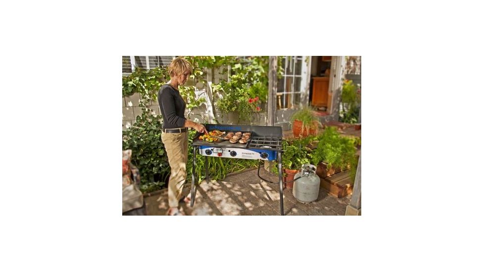 Camp Chef Expedition 3X Triple Buner Stove W/Griddle, Detachable Legs, Windscreen Sg60, White/Blue/Black, TB90LWG