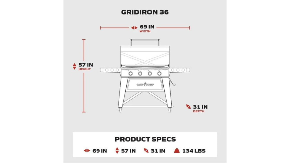 Camp Chef Gridiron 36 Flat Top, Black, FTG36