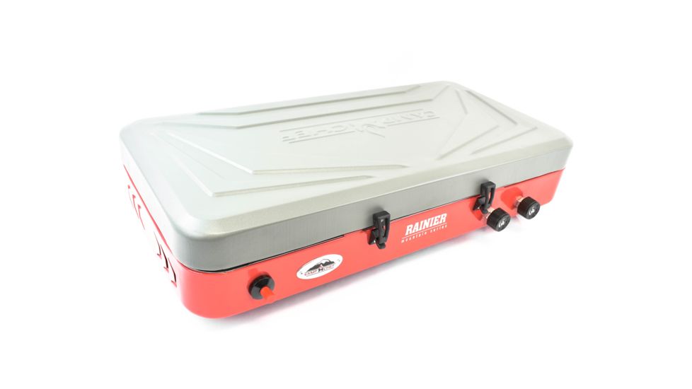 Camp Chef Mountain Series Rainer 2 Burner Stove/Griddle Combo, Red/Silver MS2GR