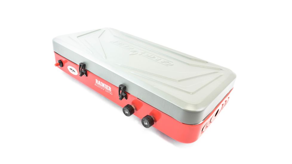 Camp Chef Mountain Series Rainer 2 Burner Stove/Griddle Combo, Red/Silver MS2GR