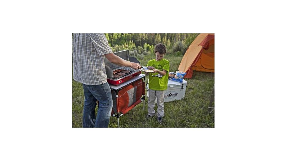 Camp Chef Mountain Series Rainer Camper 2 Burner Stove/Grill/Griddle Combo, Red/Silver MS2GG