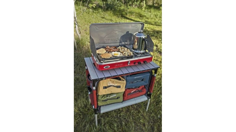 Camp Chef Mountain Series Rainer Camper 2 Burner Stove/Grill/Griddle Combo, Red/Silver MS2GG
