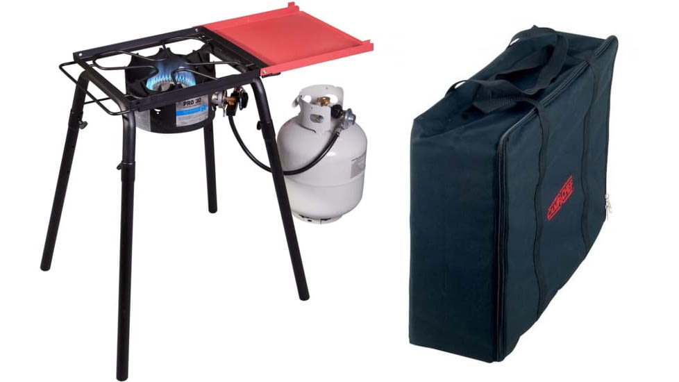 Camp Chef Explorer 14 1X Single Burner Stove, Red/Black, with Black Carry Bag, CB30