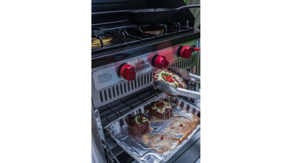 Camp Chef Professional Outdoor Oven, 2 x 9000 BTU/hr Range Burners, Stainless/Black, COVENT