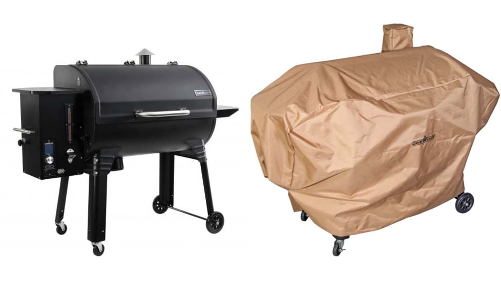 Camp Chef SmokePro SGX 36 Wi-Fi Pellet Grill, Black, with Tan Patio Cover, PCPG36L