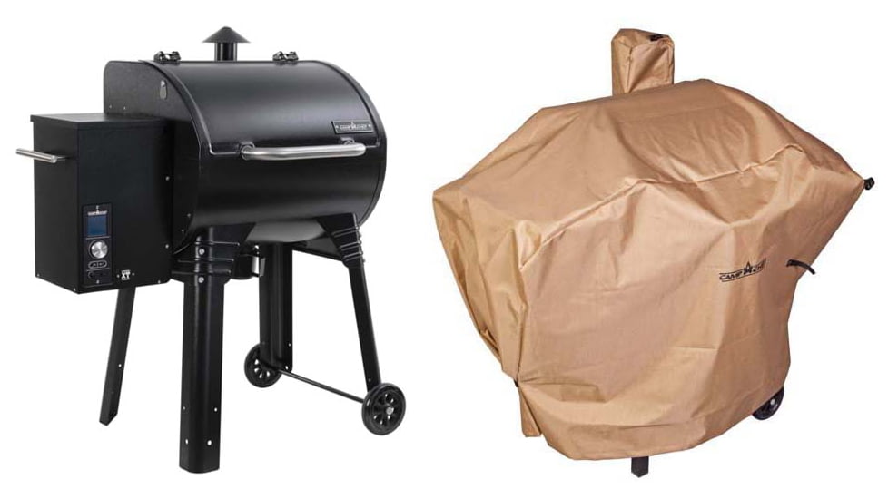 Camp Chef Smokepro Xt Pellet Grill, Black, with Tan Patio Cover, PCPG24L