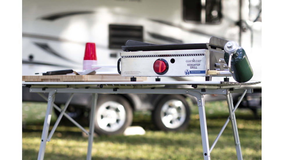 Camp Chef VersaTop Grill, 15000 BTU/hr Burner, Black/Stainless, FTG250