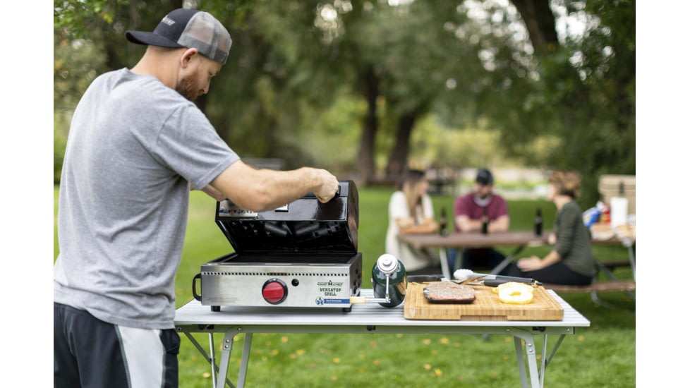 Camp Chef VersaTop Grill, 15000 BTU/hr Burner, Black/Stainless, FTG250
