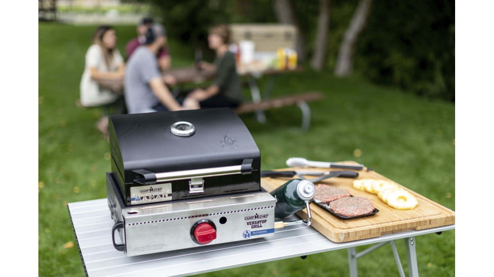 Camp Chef VersaTop Grill, 15000 BTU/hr Burner, Black/Stainless, FTG250