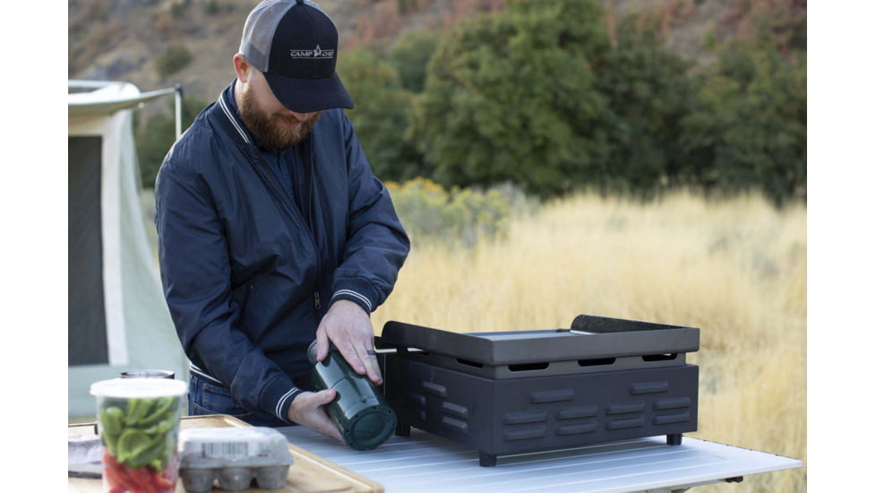 Camp Chef VersaTop Grill, 15000 BTU/hr Burner, Black/Stainless, FTG250