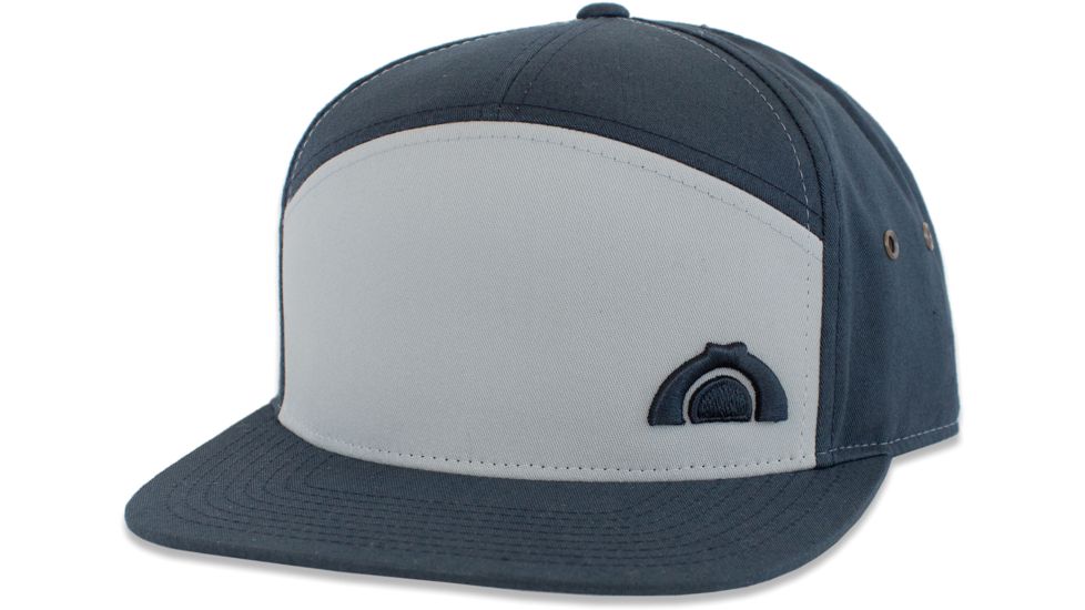 CampSaver 3D Embroidered 7 Panel Strapback - Unisex, Pigeon/Navy, One size, CSLogoHat-50-I572GRNPGA-3D