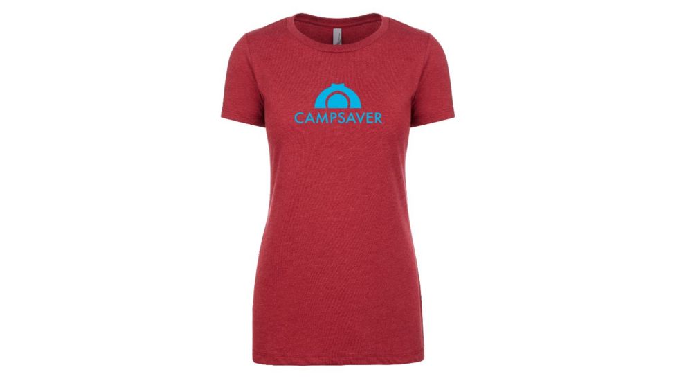 CampSaver Logo T-Shirt - Women's, Scarlet/Teal Logo, Extra Small, CVC 6610-SCRT-TL-XS