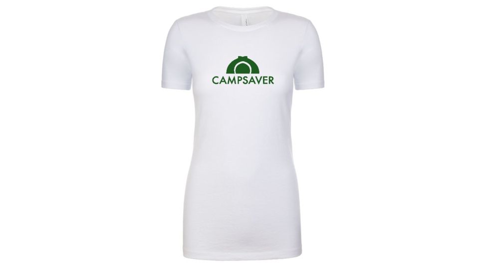 CampSaver Logo T-Shirt - Women's, White/Forest Green Logo, Large, CVC 6610-WHTE-FG-L