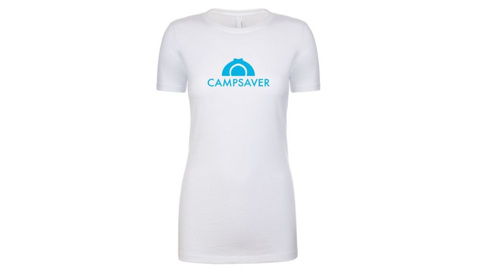 CampSaver Logo T-Shirt - Women's, White/Teal Logo, Large, CVC 6610-WHTE-TL-L