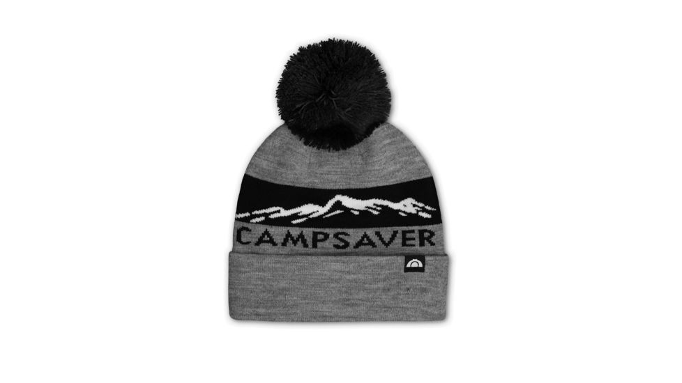 CampSaver Cuffed Mountain Beanie, Black/Gray, One Size, CS-BN003-OS