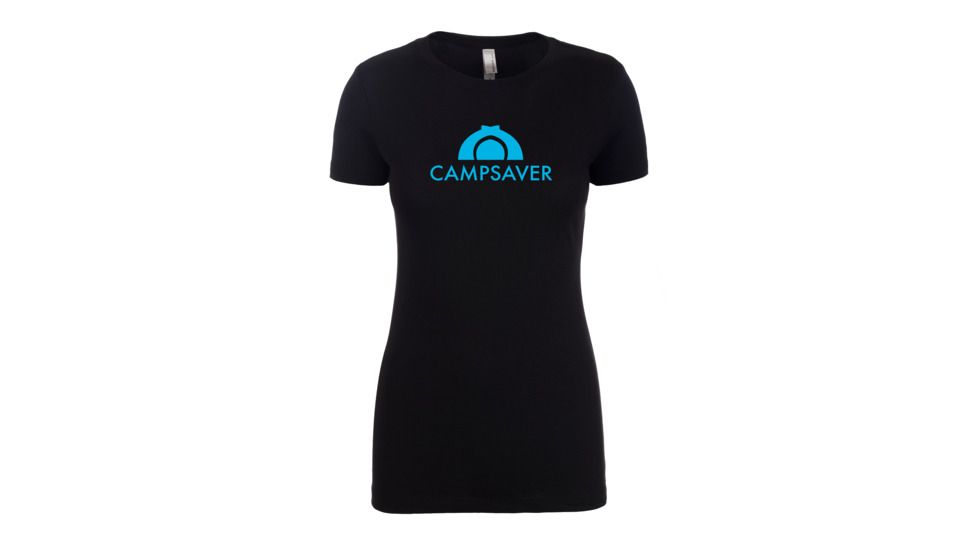 CampSaver Logo T-Shirt - Women's, Black/Teal Logo, Extra Small, CS-Logo-Tee-W-BLK/TEAL-XS