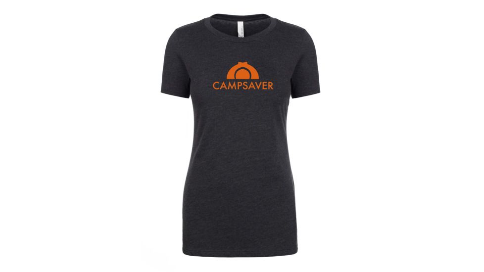 CampSaver Logo T-Shirt - Women's, Charcoal Heather/Orange Logo, Medium, CS-Logo-Tee-W-CCHE/OR-M