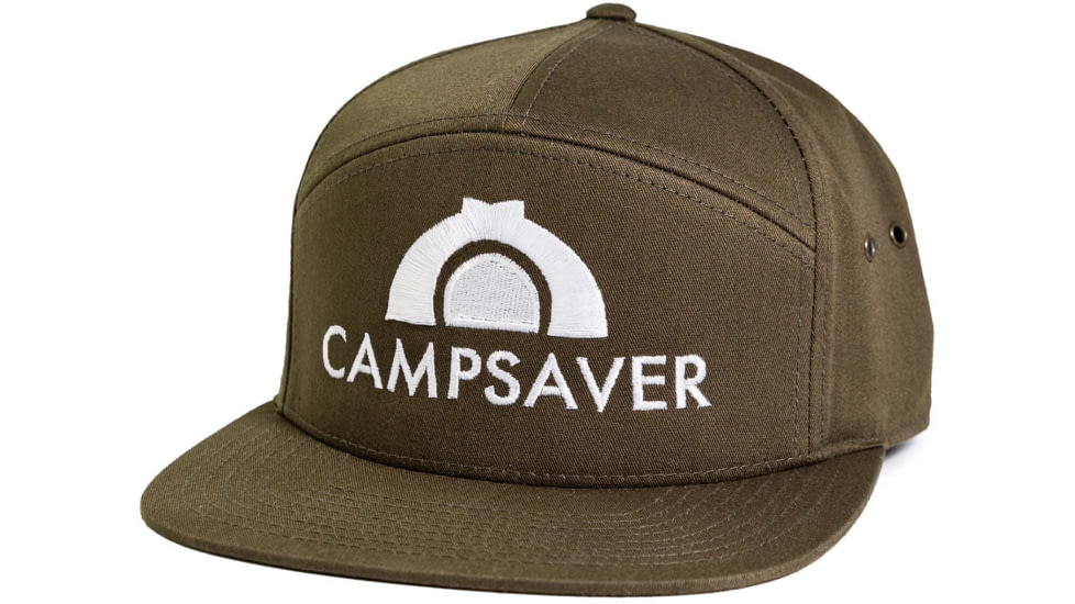 CampSaver Embroidered 7 Panel Strapback - Unisex, Dark Loden, One size, CSLogoHat-50-I570DLA-SE