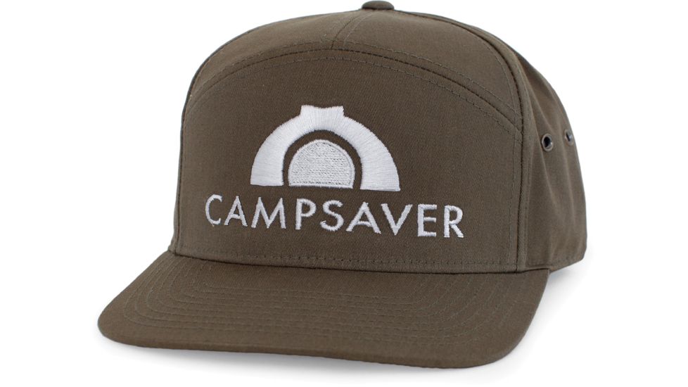 CampSaver Embroidered 7 Panel Strapback - Unisex, Dark Loden, One size, CSLogoHat-50-I570DLA-SE