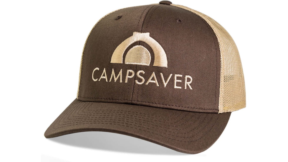 CampSaver Embroidered Trucker - Unisex, Brown/Tan, One size, CSLogoHat-50-I12BNKA-SE