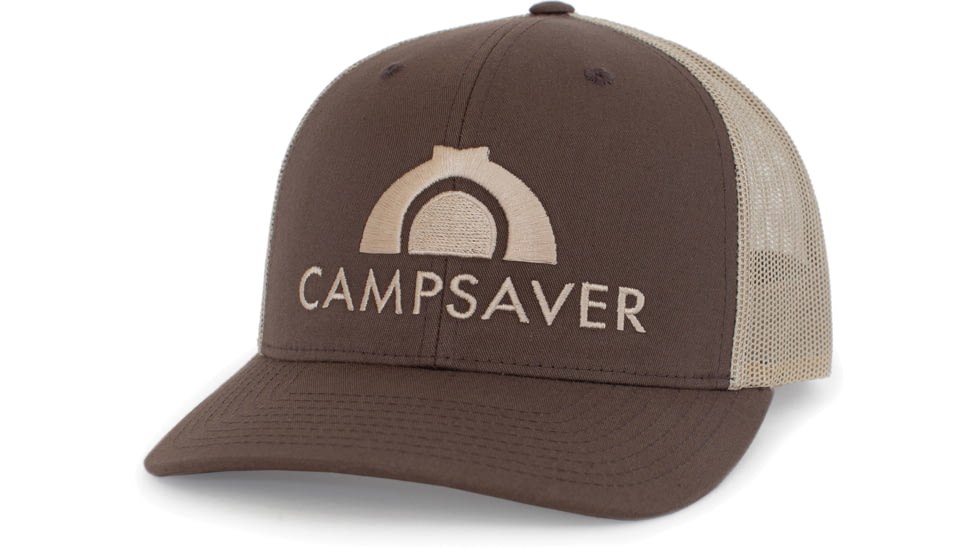 CampSaver Embroidered Trucker - Unisex, Brown/Tan, One size, CSLogoHat-50-I12BNKA-SE