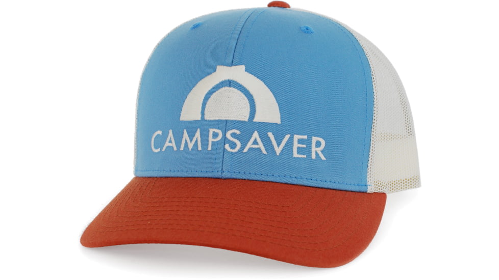 CampSaver Embroidered Trucker - Unisex, Columbia Blue/Birch/Dark Orange, One size, CSLogoHat-50-I12CBLBIDOA-SE