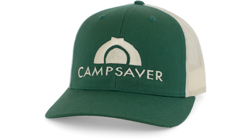 CampSaver Embroidered Trucker - Unisex, Dark Green/Birch, One size, CSLogoHat-50-I12DGBIA-SE