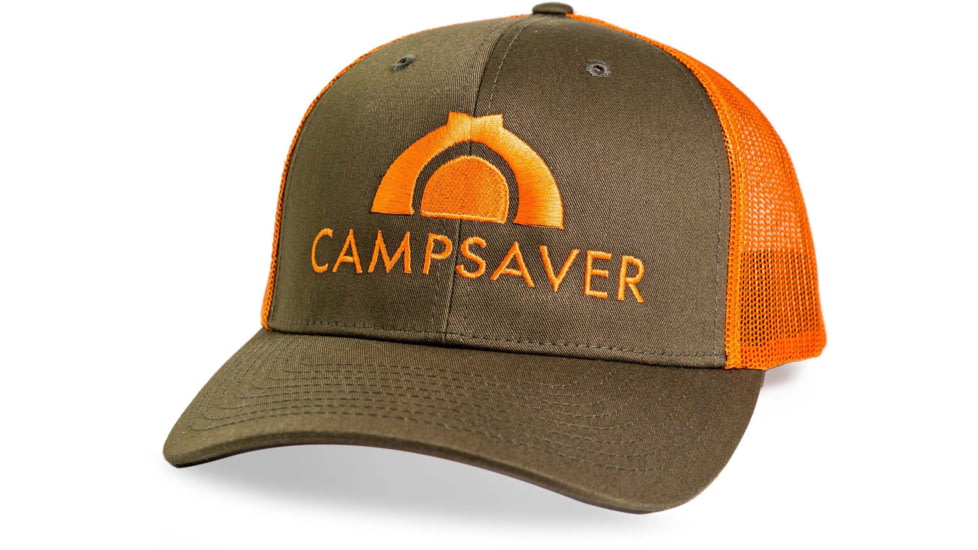 CampSaver Embroidered Trucker - Unisex, Dark Loden/Jaffa Orange, One size, CSLogoHat-50-I12DLJOA-SE
