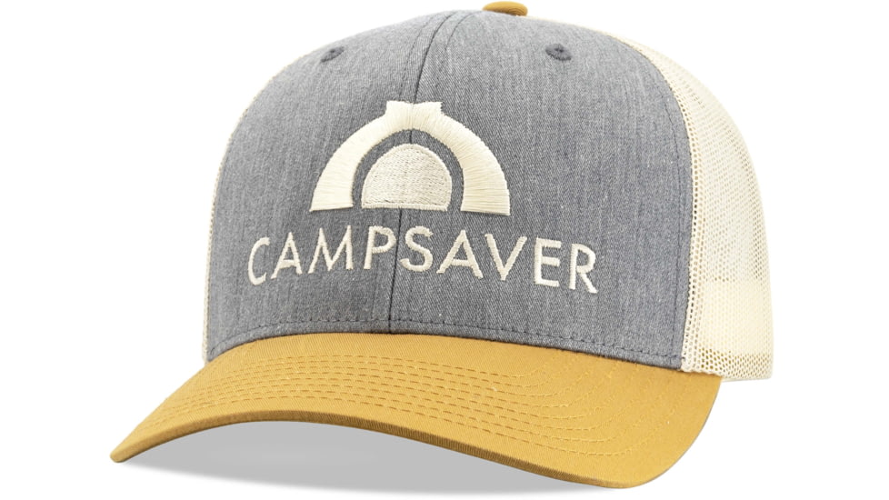 CampSaver Embroidered Trucker - Unisex, Heather Grey/Birch/Biscut, One Size, CSLogoHat-50-HGBRBS