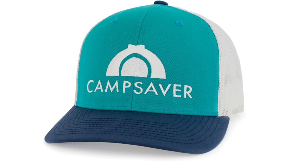 CampSaver Embroidered Trucker - Unisex, Teal/Birch/Light Navy, One size, CSLogoHat-50-I12TBILNA-SE